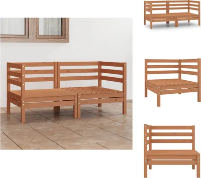 Produktbild von vidaXL 2-Sitzer-Gartensofa Honigbraun Massivholz Kiefer -  Gartensofas