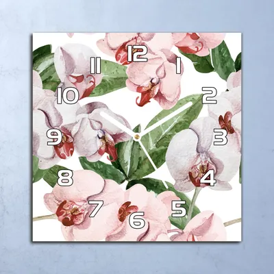 Produktbild von Deko Glasuhr Wanduhr 30x30 Orchideenblüten Quarz Küchenuhr Bürouhr