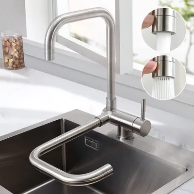 Produktbild von Cecipa MAX Vorfenster Küchenarmatur Klappbar Unterfenster Küche Wasserhahn Spültischarmatur，360° Drehbar Wasserhahn ，chorm