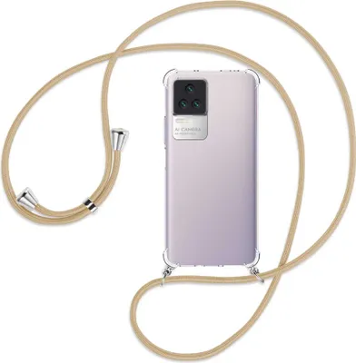 Produktbild von Handykette Backcover-Schutzhülle mit Band (Metall silberfarben) für Xiaomi Poco F4 5G / Redmi K40S  - caramel