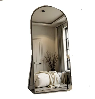 Image de Miroir sur pied - Miroir de courtoisie - Miroir mural - Miroir pleine longueur - Cadre en métal noir