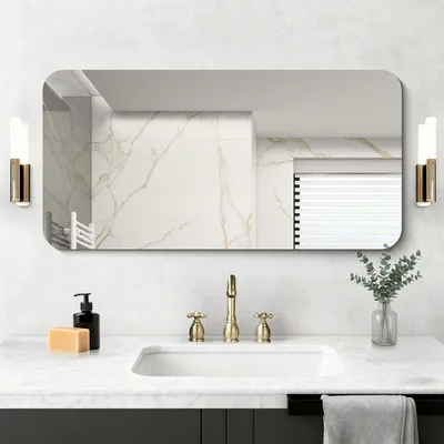 Immagine prodotto di Specchio da parete rettangolare, 100x50 cm, senza cornice e con angoli arrotondati
