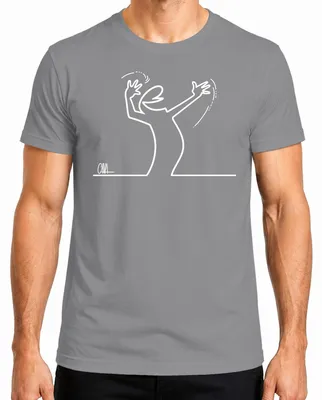 Imagen del producto de Camiseta para hombre, diseño "Linea Strichmännchen Balum Osvaldo Cavandoli Kult Cartoon", color gris, talla XXL