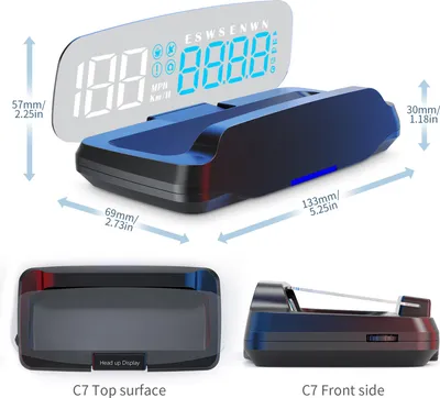 Immagine prodotto di Display head-up, tachimetro digitale, GPS per auto, cambio colore, luce ambientale, mostra velocità, direzione, tempo di percorrenza, distanza, allarme di eccesso di velocità, stanchezza, promemoria per il conducente