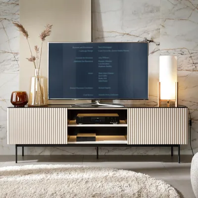 Produktbild von TV-Board Lowboard DIJON 180 cm Kaschmir Schwarz LED Push-To-Open