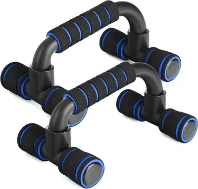 Productafbeelding van Opdrukbeugels Set - Push Up Bars - Krachttraining Thuisfitness - Antislip Schuimgrepen - 23 x 13.5 x 9 cm - Blauw