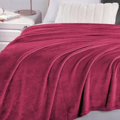 Immagine prodotto di Coperta in pile, coperta per divano, 130 x 160 cm, color borgogna, per il soggiorno