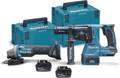 Produktbild von MAKITA Kit DLX2125TJ1 (DGA504 + DHR243 + 2 x 5,0 Ah + DC18RC + MAKPAC 3 + MAKPAC 4)