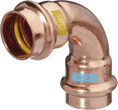 Produktbild von HS AQUAGAS V Bogen 42 x 42 mm 452004242 Kupfer, 90Grad, I/I, Press Copper,  Fitting für Gas und Wasser
