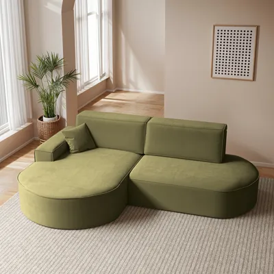 Produktbild von Kaiser Möbel Ecksofa Modena Pro mit Schlaffunktion und Bettkasten stoff Salvador - OLIVE LINKS