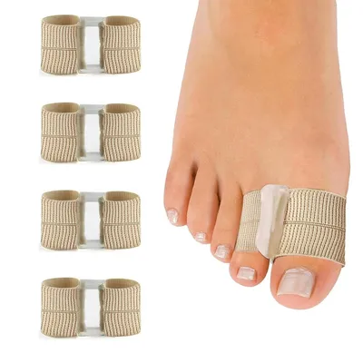 Produktbild von COOL-i® Zehenspreizer 4er-Set mit elastischem Band – Hallux Valgus Korrektor, Silikon Zehentrenner für Damen & Herren