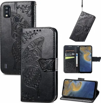 Produktbild von König Design Hülle kompatibel mit ZTE Blade A51 Kunstleder Handyhülle - Handy Case Schwarz
