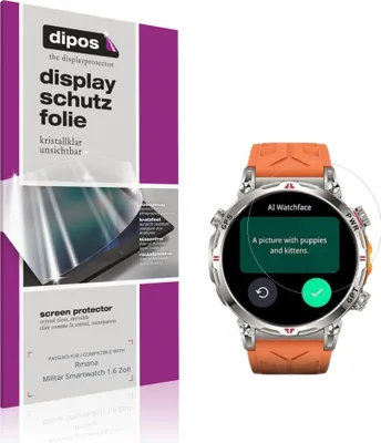 Immagine prodotto di 6x Pellicola Protettiva per Rmana Militär Smartwatch 1.6 Zoll Protezione Schermo Claro Display dipos