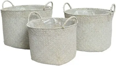 Produktbild von Korb Wäschekorb Aufbewahrungskorb Seegras rund Ø 22 cm 3er Set
