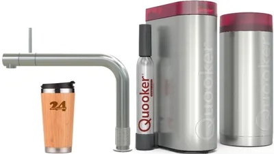 Produktbild von »QUOOKER FRONT Festauslauf Edelstahl COMBI B mit CUBE 2 *Der Wasserhahn, der alles kann! (22FRONTRVSCUBE)« (2-St) 100°C Kochendwasserhahn