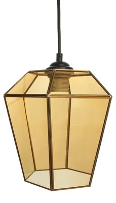 Zdjęcie produktu dla Lampa Wisząca Terias ze Szkła Pomarańczowego i Mosiądzu