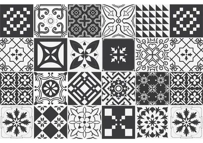 Image de Autocollants décoratifs pour meubles – Autocollants pour la cuisine et le salon – 24 autocollants Alisonia imitation carreaux de ciment pour meubles – 24 autocollants 15 x 15 cm