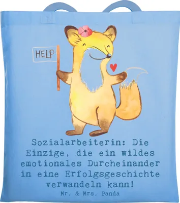Produktbild von Mr. & Mrs. Panda Uni Tasche Sozialarbeiterin Erfolg - Sky Blue - Geschenk, Motivation, Familienberatung, Berufsleben, Beruf, Einkaufstasche, Tote Bag, Obdachlosenhilfe