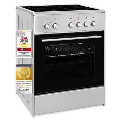Produktbild von Exquisit ECM 6-4 Inox Elektro-Standherd | Glaskeramik | Ober- / Unterhitze |  Grill | Umluft | Inox