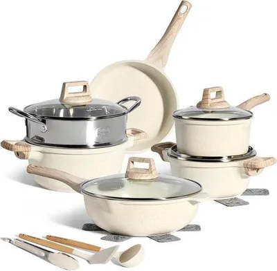 Productafbeelding van Induktions-Pannenset mit Abdeckung - Antihaft - 4 Teile - Biegefähigkeit - Gesundes Kochen