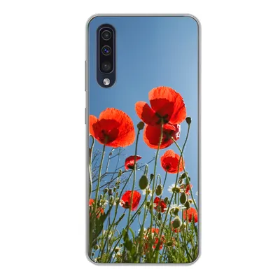 Produktbild von MuchoWow® Handyhülle Schutzhülle Hülle für Samsung Galaxy A50 Strahlende Sonne über einigen Mohnblumen in Spanien Silikon Softcase Handy Hülle - Mobiltelefonhülle