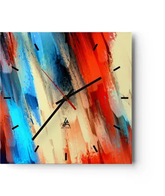 Produktbild von Wanduhr - Quadrat - Glasuhr - Abstraktion modern - 40x40cm - Schleichendes Uhrwerk - Lautlos - zum Aufhängen bereit - Dekoration Modern - Wanddekoration aus Glas - C3AC40x40-4087
