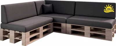 Produktbild von sunnypillow 8er Palettenkissen Set mit abnehmbarem Bezug UV - beständig Sitzkissen + Rückenkissen Palettenauflage Indoor / Outdoor | Anthrazit |