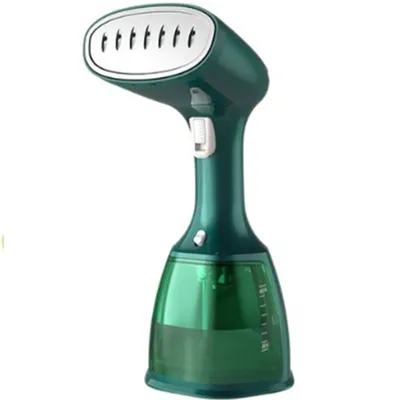 A handheld garment steamer with a detachable water tank.