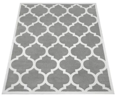 Produktbild von Teppich Wohnzimmer Kurzflor Marokkanische Kreis Und Bordüren Muster Modern Grösse 160x220 cm