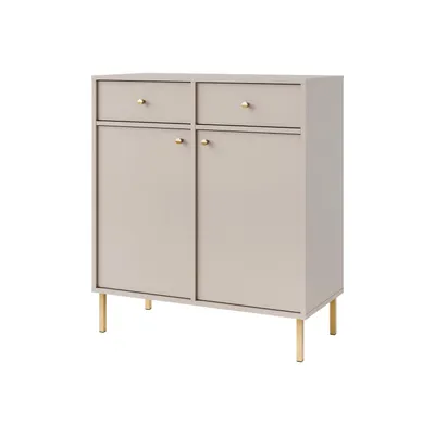 Produktbild von Kommode TOKA VIII – Highboard mit 2 Türen und 2 Schubladen, modernes Design mit Rohrfüßen für Wohnzimmer, Esszimmer - Beige