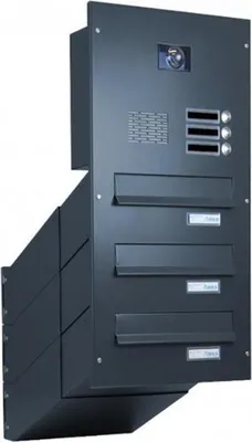 Produktbild von D-042 3er Kamera Durchwurfbriefkasten in RAL 7016 mit Video 7 + AP