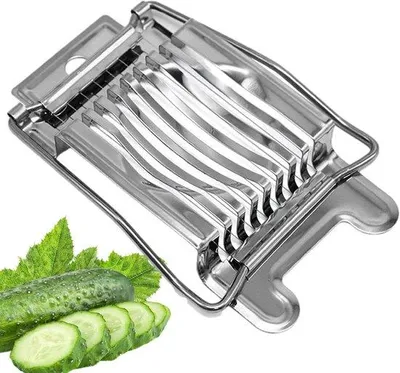 Image de Mini-coupe-œufs - Trancheur de cuisine - Préparation des aliments - Acier inoxydable - 13,7 x 9,3 x 2 cm - Argenté