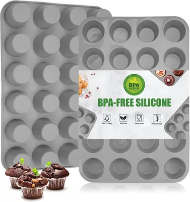 Produktbild von Mini-Muffin-Formen für 24 Muffins – Set mit 2 Stück – Antihaft-Silikon-Backform