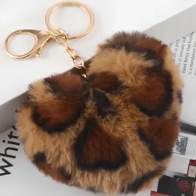 Obrázok produktu pre Roztomilá Kľúčenka Srdce v Hnedej/Leopard farbe - Štýlový Doplnok KP41085