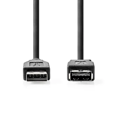Produktbild von Nedis USB-Kabel - USB 3.2 Gen 1 - USB-A Stecker - USB-A Buchse - 18 W - 5 Gbps - Vernickelt - 3.00 m - Rund - PVC - Schwarz - Label
