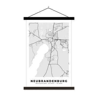 Produktbild von MuchoWow® Textilposter Karte - Deutschland - Neubrandenburg - Stadtplan 60x90 cm mit schwarzem Rahmen - Poster Wohnzimmer
