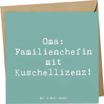 Produktbild von Mr. & Mrs. Panda Grußkarte Spruch Oma Familienchefin - Meeresbrise - Geschenk, Lächeln, Großmutter, Geborgenheit, doppelkarte, Klappkarte, Geburtstag, Glückwunschkarte