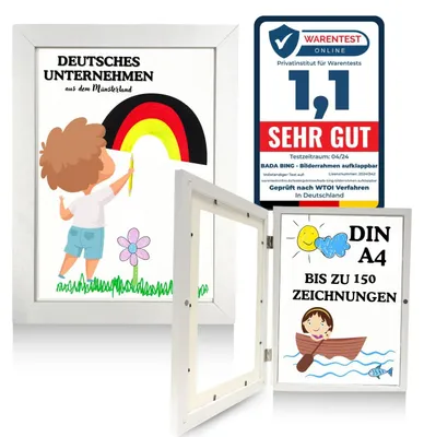 2er-Set A4-Fotorahmen für Kinderzeichnungen, weiß, Kunststoff