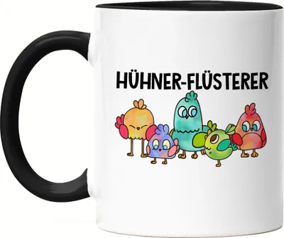 Produktbild von Hühner-Flüsterer Tasse Schwarz Huhn-Fans Bauernhof Chicken Hühnerhof Geschenk