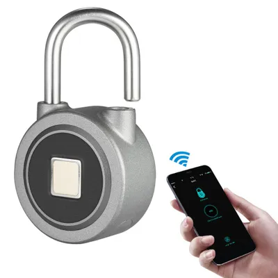 Produktbild von BT Fingerprint Smart Keyless Lock Wasserdichtes APP / Fingerprint Unlock Diebstahlsicherungsschloss-Tuer-Koffer-Schloss fuer Android iOS System - Grau