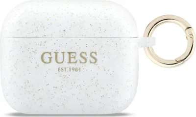 Image de Housse de protection Guess Silicone Glitter Case pour AirPods Pro 3, Blanc
