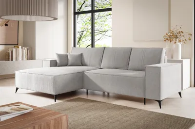 Produktbild von Ecksofa Schlafsofa FIORE Stoff ARAGON Graubeige Ottomane Links