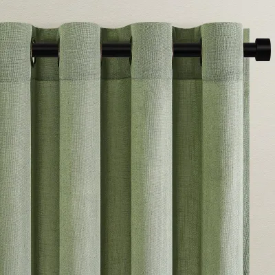 Voile Vorhang 140x235 cm, 2 Stück, Leinen Optik, Weiß, mit Ösen