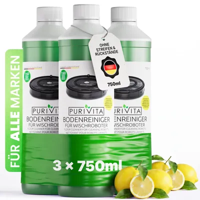 Produktbild von PURIVITA® Wischroboter Bodenreiniger Konzentrat, 3 x 750 ml Zitronenduft