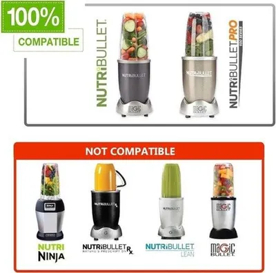 Zdjęcie produktu dla Zestaw 8-częściowy – pasujący do kubków blendera Nutribullet i ostrzy zamiennych – kubki zamienne (946 ml/710 ml/473 ml) – z 1 pokrywką składaną do użytku w podróży, 1 pierścieniem pokrywki i ostrzem ekstrakcyjnym klasy premium – akcesoria pasujące do blenderów Nutribullet 900 W/600 W i...