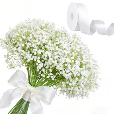 Kunstgypsophila 20 Stück, 29 cm, mit Satinband, Hochzeitsdekoration
