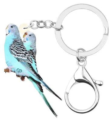 Immagine prodotto di Portachiavi a forma di pappagallo blu, in acrilico e zinco, dimensioni 4,8 cm