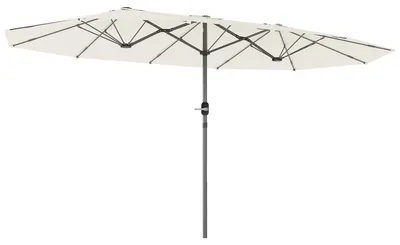 Image de Outsunny Double Parasol 436 x 260 cm Protection UV Acier Parasol Beige