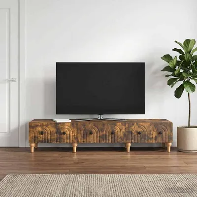 Zdjęcie produktu dla Szafka pod telewizor vidaXL, dąb wędzony, 147 x 34,5 x 30 cm, materiał drewnopochodny