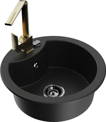 Produktbild von Mexen Diego 1-Becken-Granit-Spüle mit Mischbatterie Rita, Schwarz - 6512-77-670300-50-B
